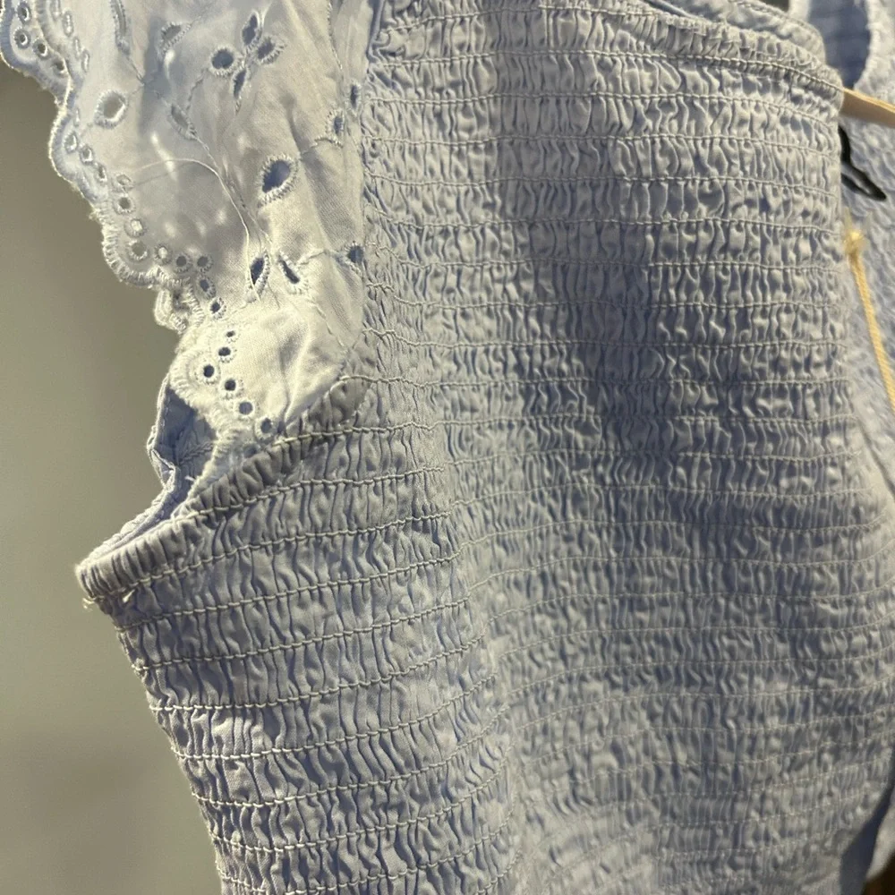 Universal Thread Light Blue Eyelet Ruffle Blouse - Picture 4 of 7